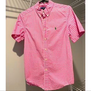 Ralph Lauren Boy’s Pink Checkerboard Short Sleeve Button Up